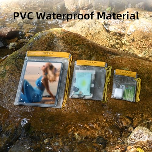 YUMQUA Waterproof Pouch Dry Bags Document Map Holder for Water Sport 3PACK - color: Yellow