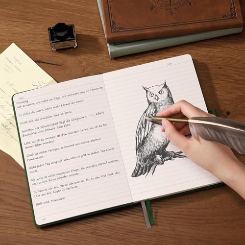 AHGXG Lined Journal Notebook, 192 Numbered Pages, A5 Size (5.7'' x 8.3'') - color: Brown, style: Lined