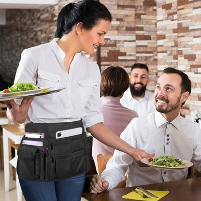Rexmica Waitress Server Apron Half Waist Apron with Pockets for Women Men