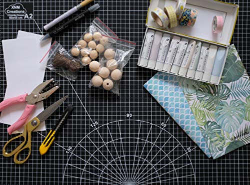XNM Premium Self Healing Cutting Mat - 18 Inches by 24 inches - A2, 3 Layer Quality PVC Construction - Dual Sided, Imperial and Metric Grid Lines - Perfect for Cutting, Sewing, and Crafts - size: 24.4"L x 18.5"W