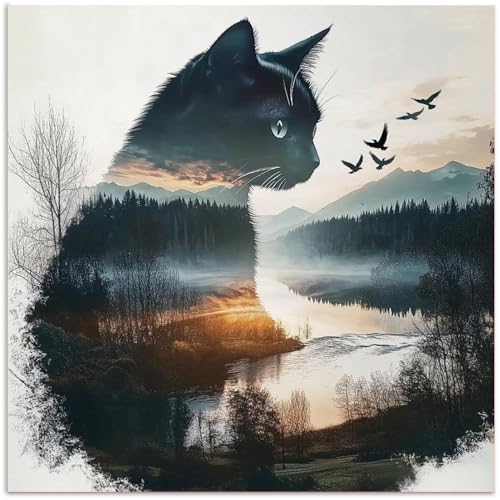 CRZMODE Cat Paint by Numbers Kit for Adults, Cat Paint by Numbers for Adults, Acrylic Painting Crafts for Home Decor Gift (16x16inch) - color: Cat(16X16")