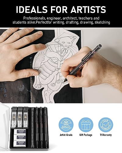 Nicpro 0.9 Metal Mechanical Pencil Set with Case, 3PCS | MP2000 Heavy Duty Lead Pencil + 6 Tube HB Lead Refill, Eraser, Weatherproof Metal Barrel for Outdoor Writing Drafting Drawing - size: 1 Count (Pack of 3)
