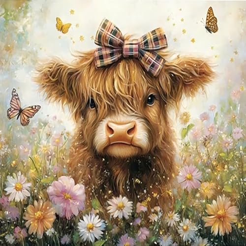 HighlandCow Diamond Art Kits for Adults,Flower Diamond painting Wall Decor | Diamond Art Kit for Beginners, 5D DIY Full Drill Diamond Painting Gem Art, Home Wall Art Gifts(14x14 inch) - color: DP03659