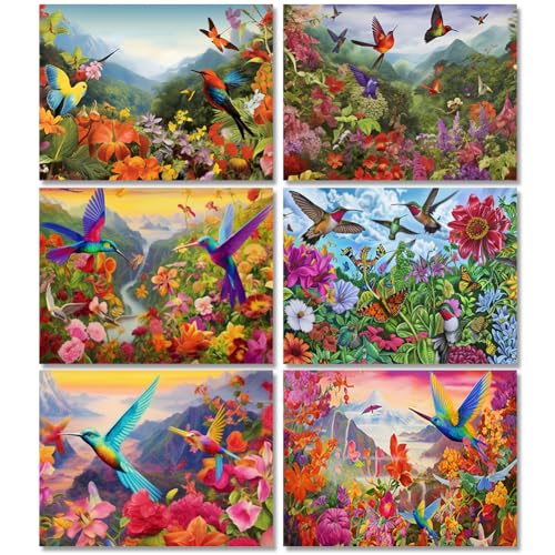 DOTSOPS 6 Pcs Flowers Bird Diamond Painting Kits Art Adults Painting Kits | Crafts DIY 5D Diamond Art Packs Kits,Full for Adults,Beginner Home Wall Decoration Gift 11.8 x 15.7 Inches - color: Flowers Birds