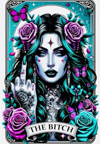GQYCZZ Gothic Diamond Art Kits for Adults-THE Bitch Tarot Diamond Painting Kits for Adults Beginners, 5D DIY Full Drill Round Rhinestone Gem Art Crafts Paintings for Home Wall Decor 12"x16" - color: ZZ11-30x40