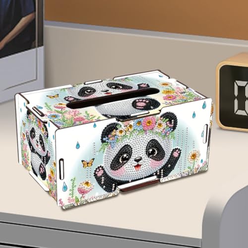 LSQFS DIY Diamond Art Tissue Box Kit,Home Office Decor, Ideal Handmade Gift - color: Panda 1