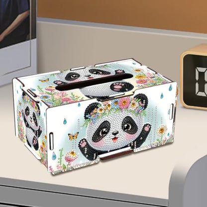 LSQFS DIY Diamond Art Tissue Box Kit,Home Office Decor, Ideal Handmade Gift - color: Panda 1