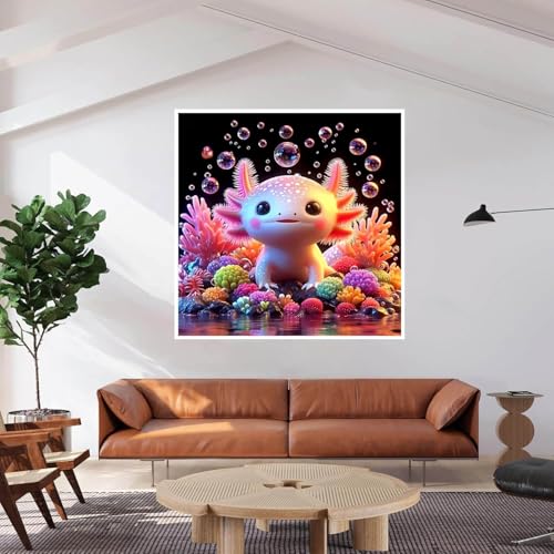 Dugsmgd Pink Axolotl Diamond Art Kits for Adults, Diamond Painting 12x12 in - color: Axolotl