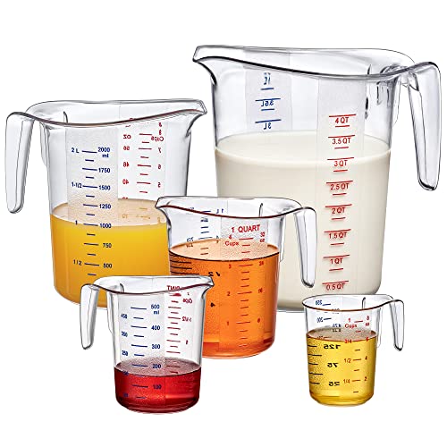Melissa - Plastic Measuring Cups (5-Piece Set), Food-Grade Measuring Jugs, 1/2/4/8/16-Cup Capacity, Unbreakable, Stackable, Dishwasher-Safe, Great for Oil, Vinegar, Flour, and More - style: 5-Piece Set (1/2/4/8/16-Cup)