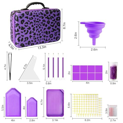 CAIOVSE Diamond Painting Storage Containers 120 Slots Diamond Art Case - color: Leopard Print, size: 120 jars