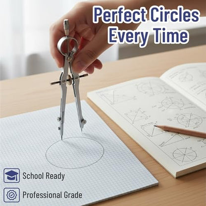 Mr. Pen- Geometry Set, 15 Piece Set with 6 Inch Swing Arm Protractor - color: Classic Slate