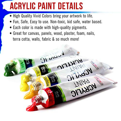 U.S. Art Supply 36 Color Professional Acrylic Paint Set in 12ml Tubes | Painting Supplies for Adults, Artists, Students, Beginners - Canvas Portrait Paintings
