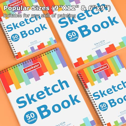 9" x 12" Sketch Book, 4-Pack 50 Sheets Spiral Bound Art Sketchbook Notebook - size: 9" x 12"(Pack of 4)