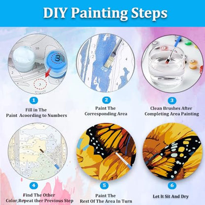 Artunion Framed Paint by Numbers Kit for Adults Beginners & Kids Ages 8-12,Sunflower Butterfly Paint by Number with Frame,Floral Paint by Numbers Kit on Canvas 10 * 10 Inch Without Easel - color: ZXT-195-F