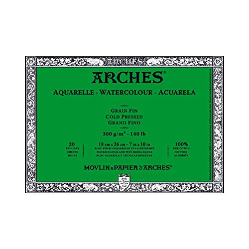 Arches Watercolor Paper Block, Cold Press, 7" x 10", 140 pound - size: 7"x10", style: Cold Press