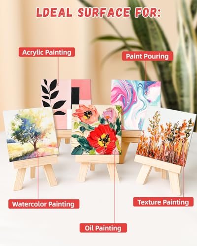 12 Pack 8x8 Inch Painting Canvas Panels Square Boards for Painting | 8oz Gesso Primed Acid-Free 100% Cotton for Acrylics Paints - size: 8"x8"