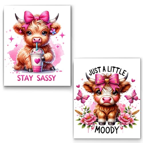 XUNLURY Coquette Pink Bow Highland Cow Diamond Art Kits 2 Pcs, Cute Highland Cow Diamond Painting Kits for Kids Adults Beginners, Full Drill Diamonds Dots for Home Decor, 9.8x11.8 Inch - color: color_10, size: 10 x 11.8 inches