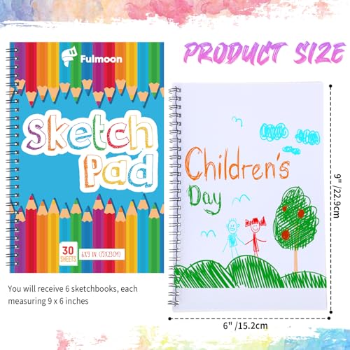 Fulmoon 25 Pcs Drawing Pad for Kids 30 Sheets Drawing Paper Coloring Sketch Book Art Supplies for Adults Crayons Pencils School Office Christmas Art Supplies, 6 x 9 Inch