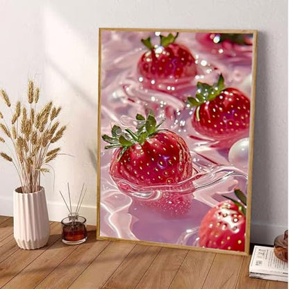 AIBOERL Diamond Art Kits for Adults,Strawberries Diamond Painting | Round Drill Strawberries Diamond Painting for Beginners DIY Rhinestone 5D Diamond dots(Gemstone Craft)Wall Art Gift 12x16IN - color: DP03566