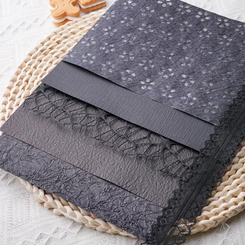15Pcs Handmade Scrapbook Art Paper Craft Textured Paper Colorful A5 sheet Mesh Special Mix for Scrapbooking Junk Journal Journaling Supplies DIY Materials,5.8x8.2 inches (Black)