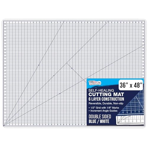 U.S. Art Supply 36"x48" Self-Healing Cutting Mat 5-Ply White/Blue | Double-Sided White/Blue Craft Mat, Non-Slip Cutting Mats for Crafts, Sewing, Quilting, Scrapbooking - color: White/Blue