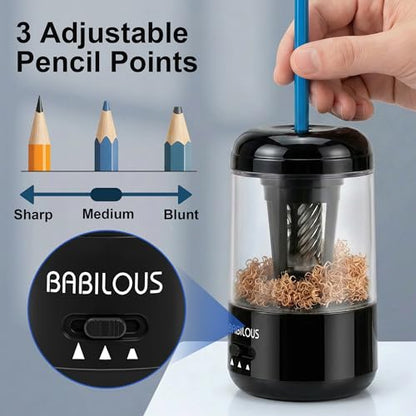 Babilous Rechargeable Electric Pencil Sharpener with Auto Feed & Auto Eject - color: Black