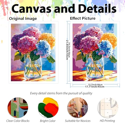 Paint by Numbers Kit for Adults, Adult Paint by Number Kits 16x20 Inch - color: Hydrangea