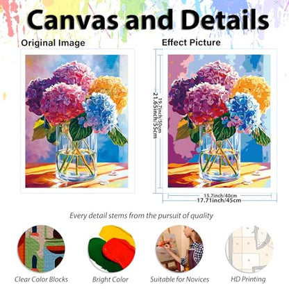 Paint by Numbers Kit for Adults, Adult Paint by Number Kits 16x20 Inch - color: Hydrangea