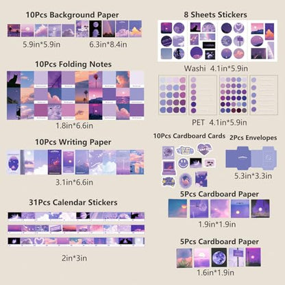 YagCu Scrapbook Kit for Beginners, Aesthetic Junk Journal Supplies, Scrapbooking and Journaling Materials, Bullet Journals Stationery, Planner DIY Arts Craft, Women Adults - color: Moonlight