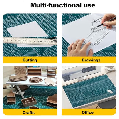 A5 Cutting Mat, Self Healing Sewing Mat, Craft Mat Double Sided 3-Ply Craft Cutting Board for Sewing Crafts Leather Fabric Scrapbooking Project Art Supplies, 8.6“ x 5.9”, Green - color: Green