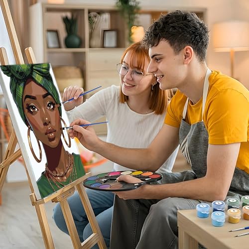 HeeBenor Framed Paint by Numbers Kit for Adults, Black Women, 8x12 Inch - color: Black Women 042