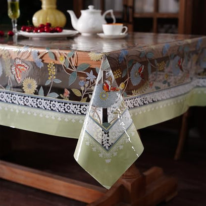Clear Table Protector PVC Butterfly Tablecloth, 60"x104" | Dining Room, Kitchen Meals, Tabletop Protection, Easy Cleanup, Brunch, Parties, Holiday Gatherings, Everyday Use - color: Butterfly, size: 60" x 104" (Rectangular)