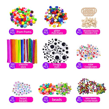 Itopstar 3000 Kids Arts and Crafts Supplies for Kids Crafting Supply in 3 Layered Plastic Art Box All in One Ages 8 9 10 11 & 12 Year Old Girls & Boys Crafting Supply Set - color: Pink 3000pcs
