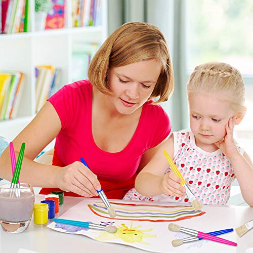 YGAOHF 48 Pack Paint Brushes for Kids - Kids Paint Brushes with Bristle, Big Washable Chubby Toddler Paint Brushes, Easy to Clean Round Flat Brushes for Acrylic Oil Watercolor Washable Paint - color: 48 Pack