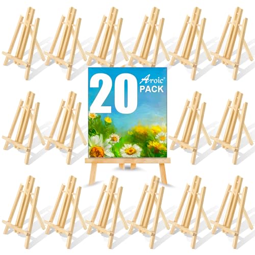 AROIC 20Pack 11.8in Wood Easels,Painting Party Easel,Canvas Holder | Kids Student Tabletop Easels for Painting,Easel Stand for Painting Canvases,Portable Canvas Photo Picture Sign Holder - style: 11.8"-20p