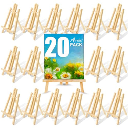 AROIC 20Pack 11.8in Wood Easels,Painting Party Easel,Canvas Holder | Kids Student Tabletop Easels for Painting,Easel Stand for Painting Canvases,Portable Canvas Photo Picture Sign Holder - style: 11.8"-20p