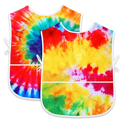 SATINIOR 2 Pcs Kids Art Smock Toddler Apron Artist Painting Apron | Painting Smocks for Kids, Toddler Paint Smock, Waterproof, Sleeveless, Boys Girls, with 3 Pocket, for Age 3-10 Years - style: Rainbow
