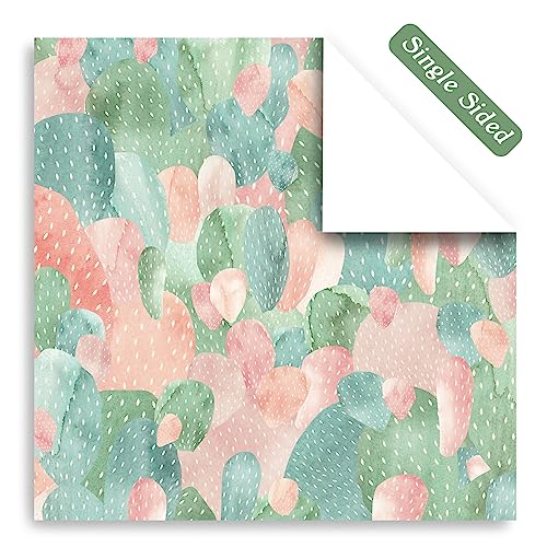 Scrapbook Paper, 24 Sheets 6"×6" 160gsm Single-Sided Patterned Cardstock - color: 24 sheets-cactus