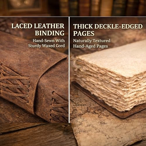 cuero C Compass Vintage Leather Journal - Antique Handmade Leather Bound journal with deckle edge paper Diary - Leather Sketchbook - Drawing Journal Notebook - Great Gift Men And Women (5X7 Inch) - size: 5X7 Inch