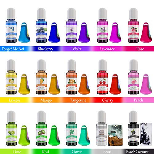 Epoxy Resin Pigment - 15 Color Liquid Epoxy Resin Dye - Highly Concentrated Epoxy Resin Colorant for Resin Color Art, DIY Jewelry Making Supplies - AB Resin Coloring for Paint, Crafts - 10ml Each
