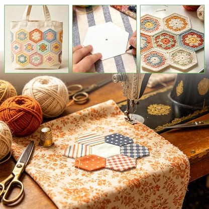 240 PCS Hexagon Piecing Paper Templates, 1.5" White Paper templates, Quilting Templates Accessories for DIY Patchwork Crafts and Sewing Supplies - size: 1.5 Inch- 240 pcs Hexagon