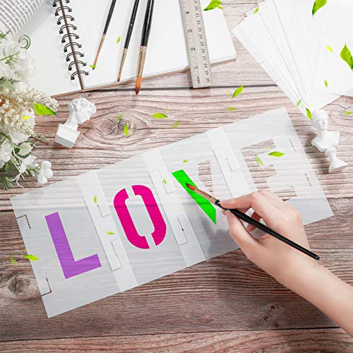 Zonon 153 Pcs 2 Inch Letter Stencils for Painting Number Symbol Stencil Set Reusable Plastic Alphabet Painting Templates Interlocking Kit for Wood Wall Fabric Door Craft DIY Art Projects - size: 2 Inch