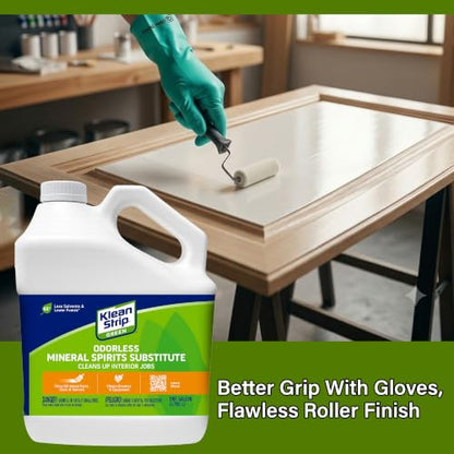 Painter's Choice Klean Strip Green Mineral Spirits - 1 Gal - Paint Thinner for Oil Based Paint, Varnish, & Stains - Mineral Spirits for Wood & Cleaning Surfaces - Available with Omni Depot Gloves