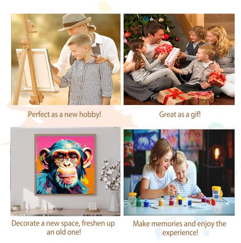 Artunion Framed Paint by Numbers Kit for Adults Beginners & Kids Ages 8-12,Colorful Monkey Paint by Number with Frame,Animals Paint by Numbers Kit on Canvas 10 * 10 Inch Without Easel - color: ZXT-267-F