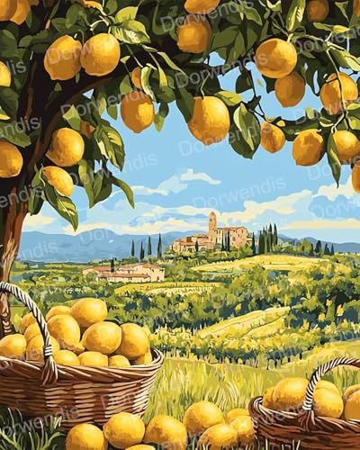 Dorwendis Lemon Diamond Art Kits for Adults, Lemon Tree 5D Diamond Painting Kits for Beginners, DIY Full Round Drill Diamond Dots Gem Crystal Art for Home Wall Decor Gifts 12x16 inch - color: DOW-DP-033