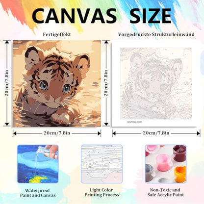Aestalrcus Paint by Numbers for Kids Ages 8-12 with Frame, Tiger, 8x8 inch - color: style-12