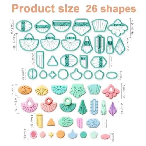 26pcs Tassel Earring Polymer Clay Cutters Set Fringe Clay Tools for Jewelry Making DIY Polymer Clay Cutter - color: Tassel Shape