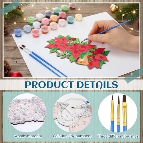 Kosiz 12 Pcs Festival Paint by Number Kit for Adult Wood Bookmark | Mini Paint by Numbers Kit, Painting Decor, Tiny Tassels Blank Bookmarks, for Small DIY Craft Book Lovers Gift 7x2 '' - style: Festival