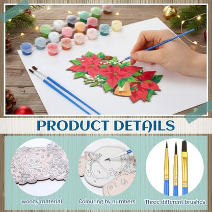 Kosiz 12 Pcs Festival Paint by Number Kit for Adult Wood Bookmark | Mini Paint by Numbers Kit, Painting Decor, Tiny Tassels Blank Bookmarks, for Small DIY Craft Book Lovers Gift 7x2 '' - style: Festival