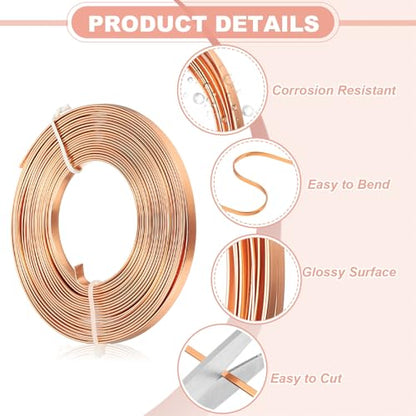 uxcell 18 Gauge Flat Aluminum Wire, 16.40 ft 5mm Wide Aluminum Crafts Wire for Flower Bonsai Crafts Carving DIY Bezel Sculpting Gem Metal Wrap, Copper - color: Copper, size: 5mm